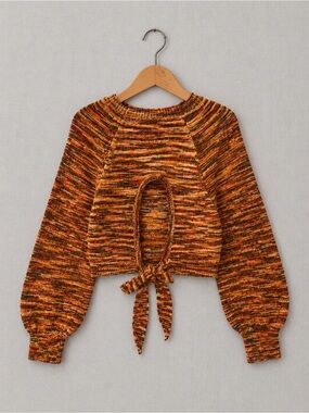 Vanilla Star Rust Multicolor Open Back Crewneck Sweater
